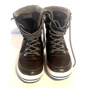 Cougar women black leather winter snow boots.